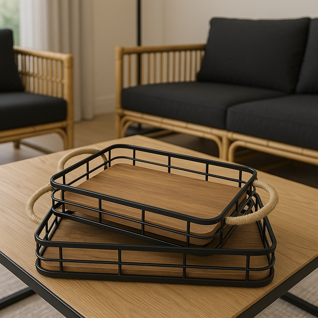 1/2 pcs Wooden Ottoman Tray for Coffee Table (D560)