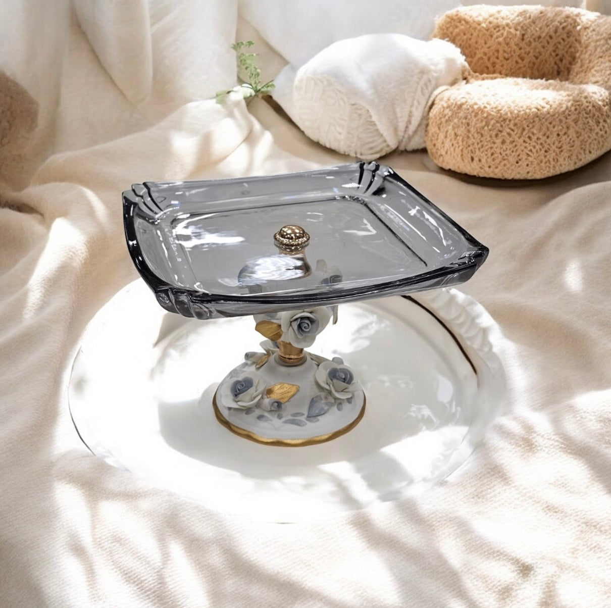 Rose cake plate Silver (D393 B)