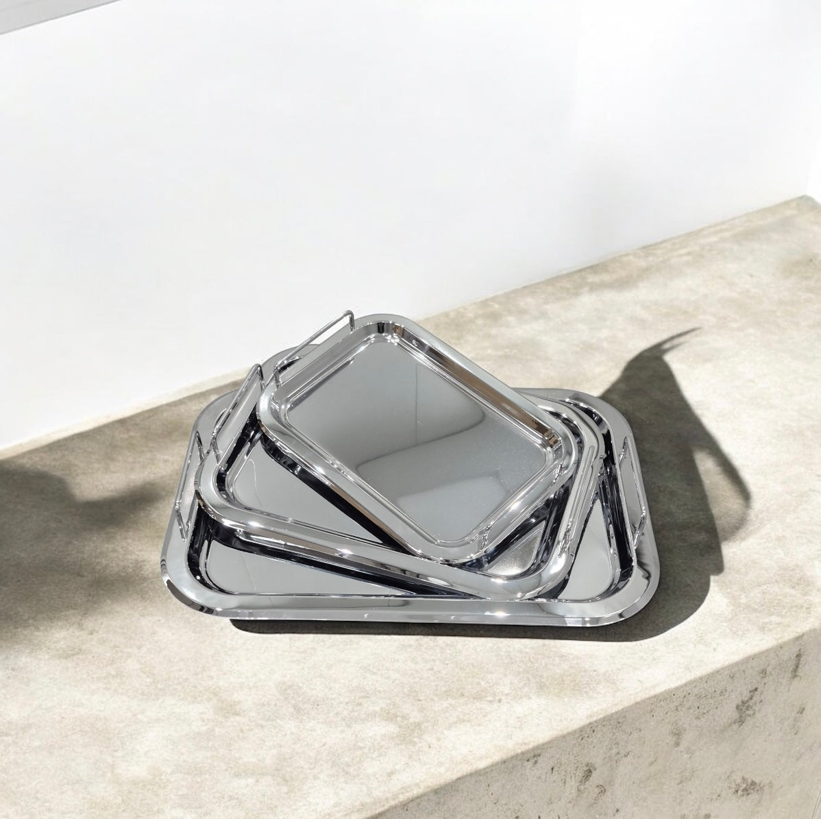 Set of 3 trays stainless steel (D1080)