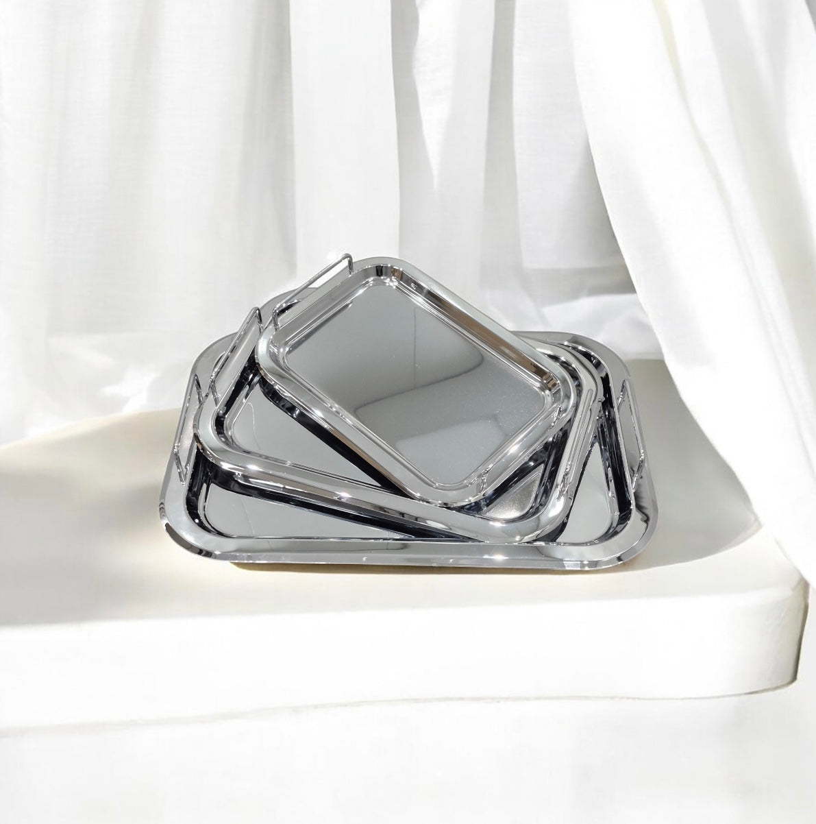 Set of 3 trays stainless steel (D1080)